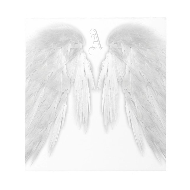 ANGEL WINGS White Custom Monogram Notepad (Front)