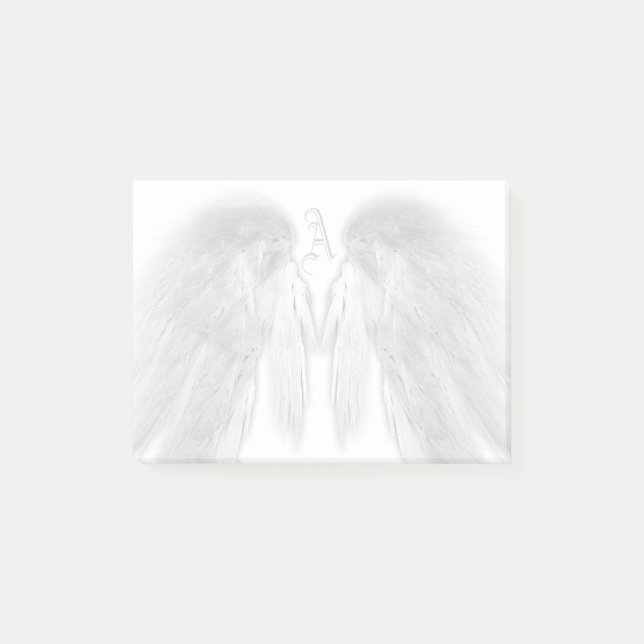 ANGEL WINGS White Custom Monogram Post-it Notes (Front)