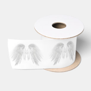 ANGEL WINGS White Customizable Satin Ribbon