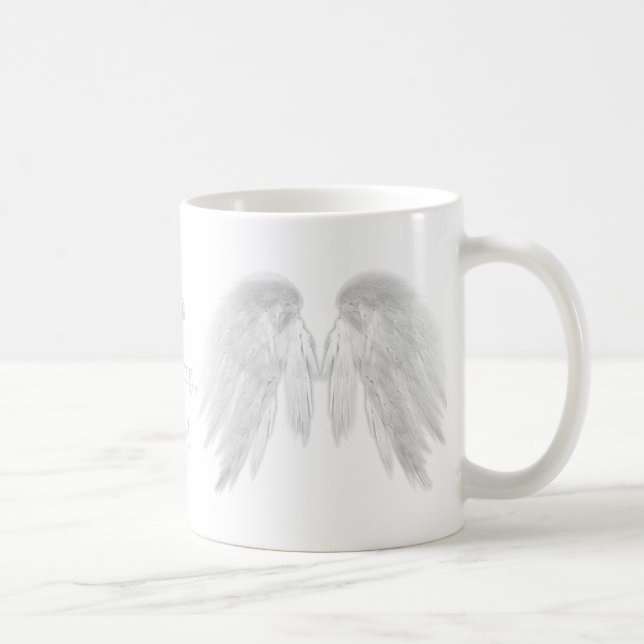 ANGEL WINGS White 'Good Morning' Customizable Text Coffee Mug (Right)