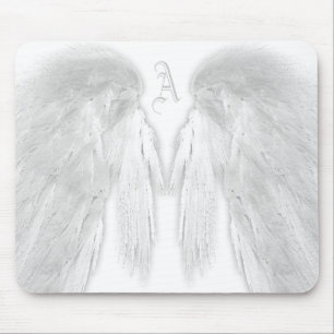 ANGEL WINGS White Monogram Mouse Pad