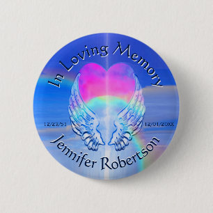 Angel Wings with Heart 2 Inch Round Button