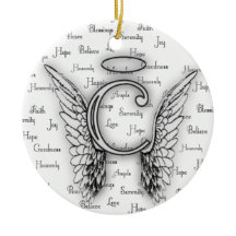 Angel Wings with Positive Words Monogram C