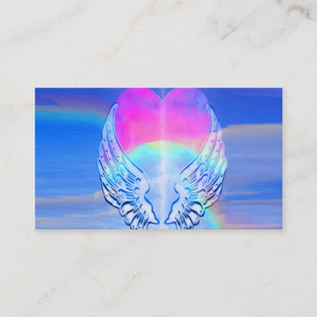 Angel Wings Wrapped Around a Heart Business Card (Front)