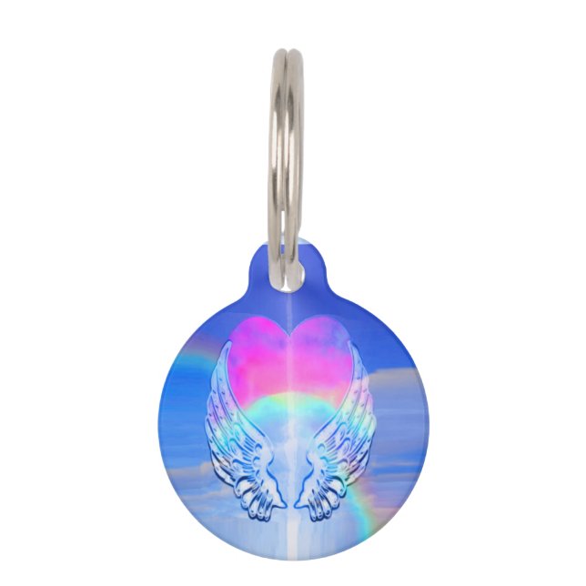 Angel Wings Wrapped Around a Heart Pet Tag (Back)