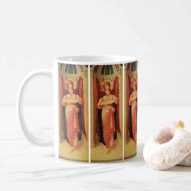 Angel with a Scroll by John Melhuish Strudwick Coffee Mug (With Donut)