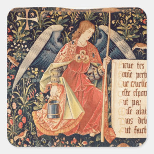 Angel with a sponge attached to a rod square sticker