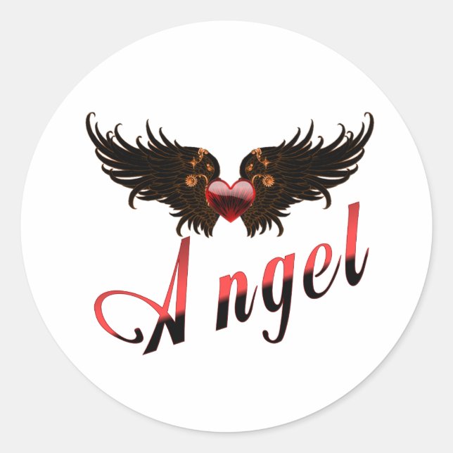 Angel - With Angel Wings Design Classic Round Sticker (Front)
