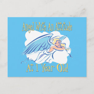 Angel with Attitude  1st Birthday Postcard
