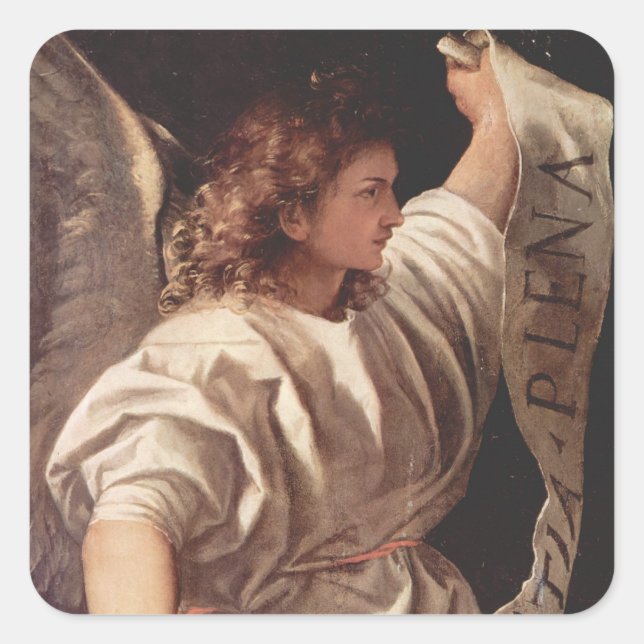 Angel with Banner 1522 Square Sticker (Front)