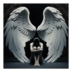 Angel with big wings poster