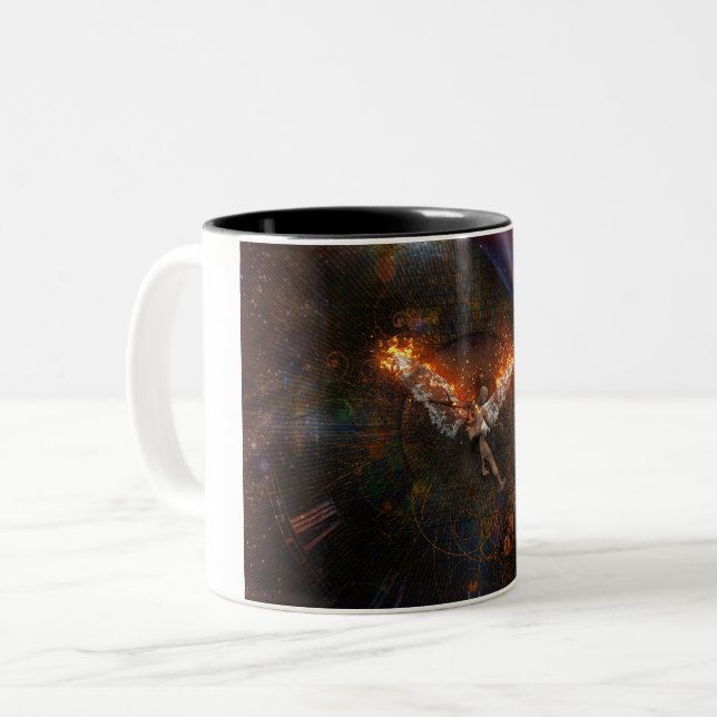 Angel with burning wings Two-Tone coffee mug (Front Left)