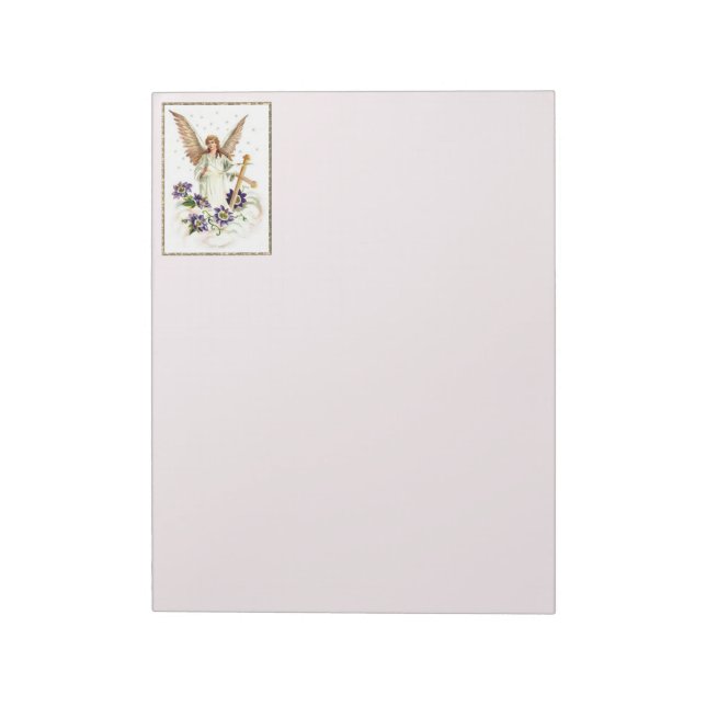 Angel With Cross And Clematis Flowers Notepad (Rotated)
