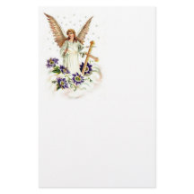 Angel With Cross And Clematis Flowers