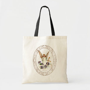 Angel With Cross And Clematis Flowers Tote Bag