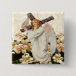 Angel With Cross Button
