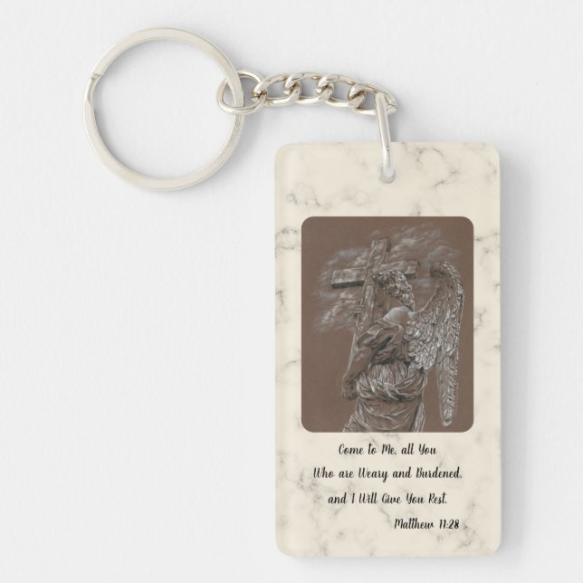 Angel with Cross  Keychain (Front)