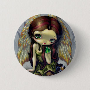 "Angel with Emeralds" Button