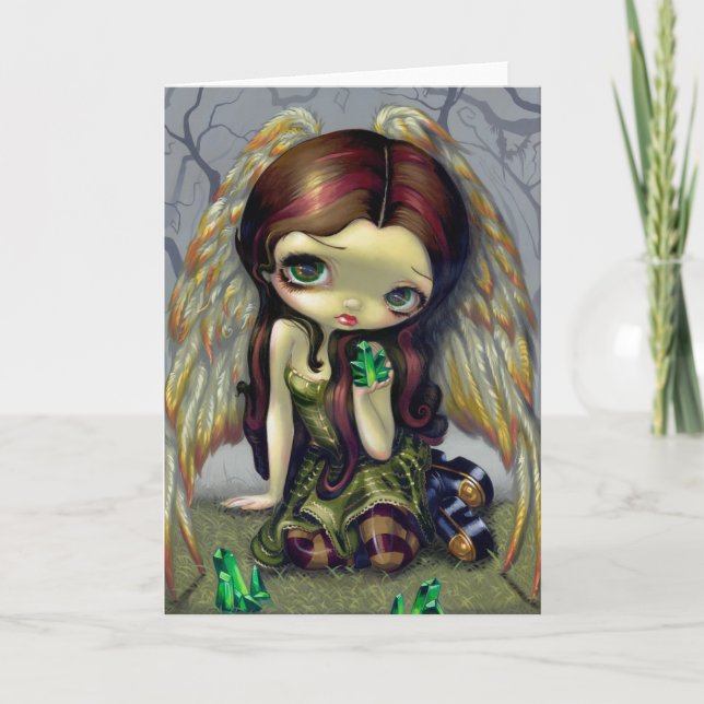 "Angel with Emeralds" Greeting Card (Front)