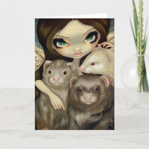 "Angel with Ferrets" Greeting Card