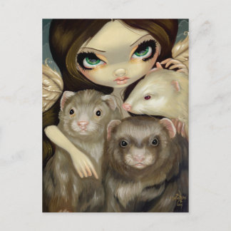 "Angel with Ferrets" Postcard