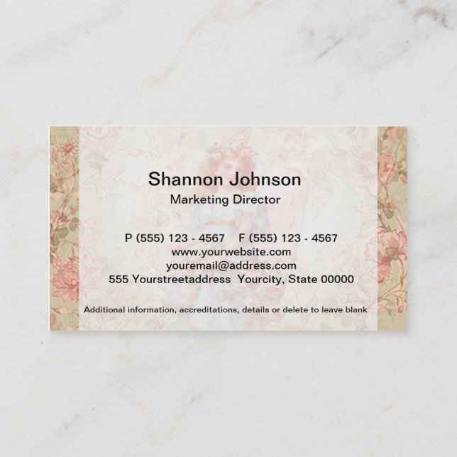 Angel with flowers business card (Back)
