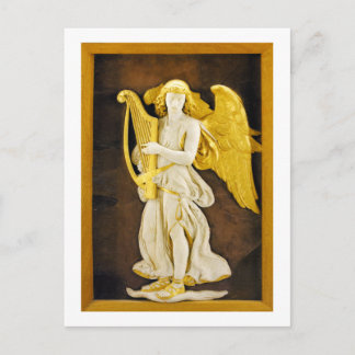Angel With Golden Harp and Wings Postcard