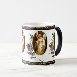 Angel With Harp And Clematis Flowers Magic Mug