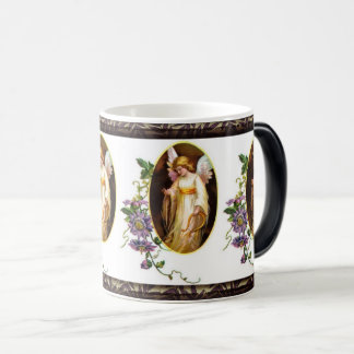 Angel With Harp And Clematis Flowers Magic Mug