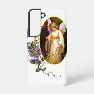 Angel With Harp And Clematis Flowers Samsung Galaxy Case