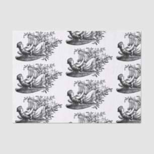 Angel With Harp And Flora Tissue Paper