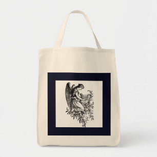Angel With Harp And Flora Tote Bag