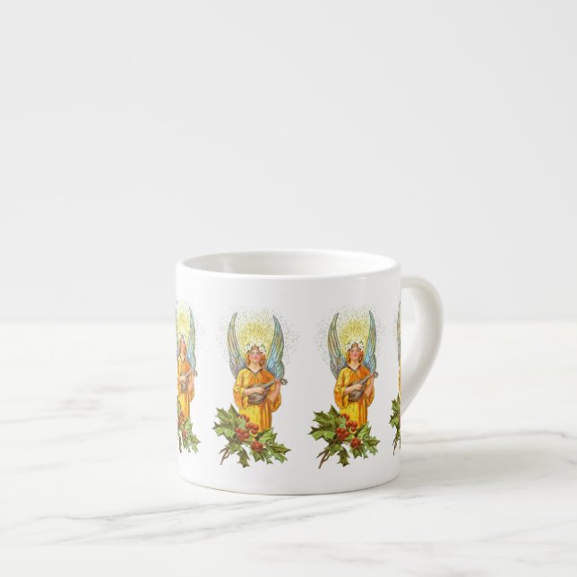 Angel With Holly And Mandolin  Espresso Cup (Front Right)