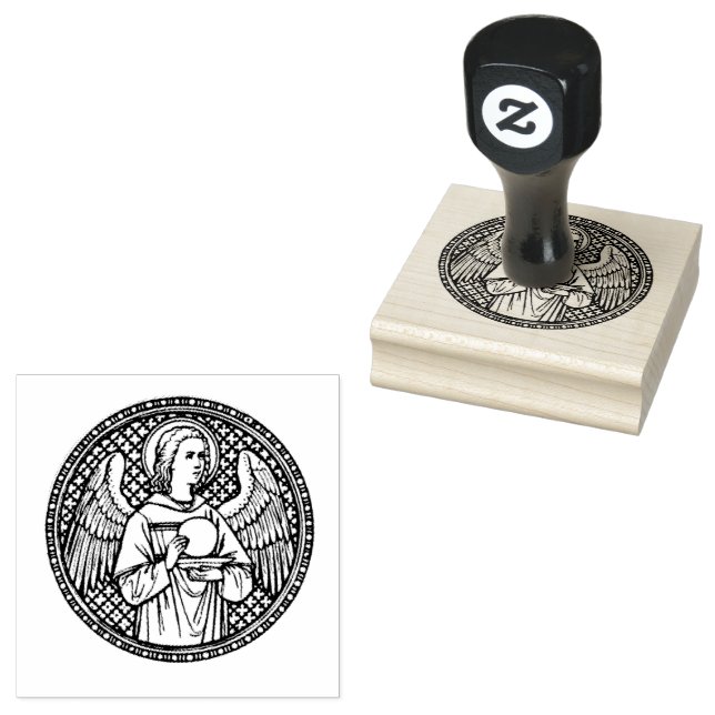 Angel with Host Religious First Communion Rubber Stamp (Stamped)