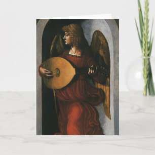 Angel with Lute by Leonardo da Vinci Christmas Holiday Card