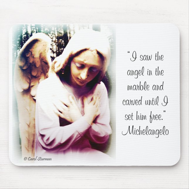 Angel with Michelangelo quote Mouse Pad (Front)