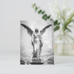 Angel with outstretched wings sculpture postcard