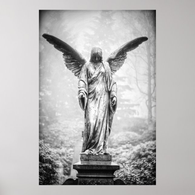 Angel with outstretched wings sculpture poster (Front)