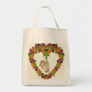 Angel With Palm And Flowers Tote Bag