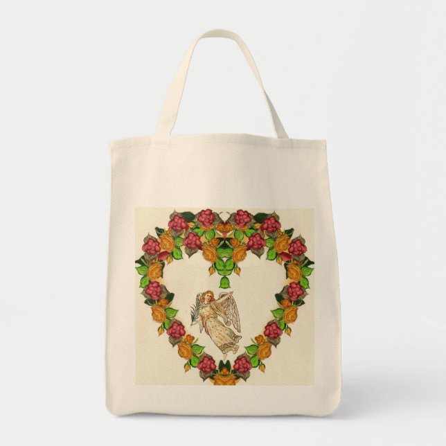 Angel With Palm And Flowers Tote Bag (Front)