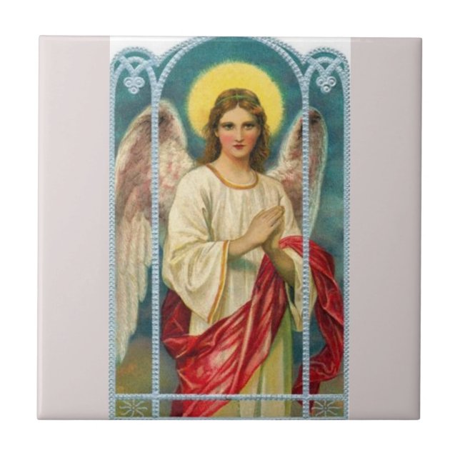 Angel With Pink Ribbon Triptych Tile (Front)