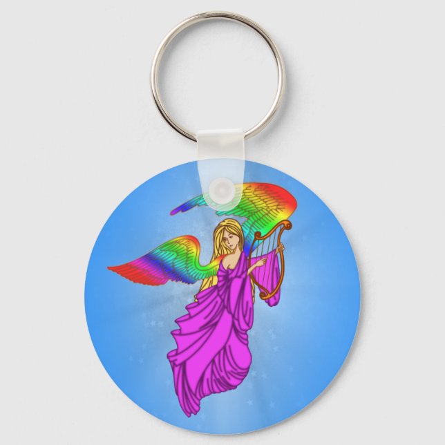 Angel with Rainbow Wings Keychain (Front)