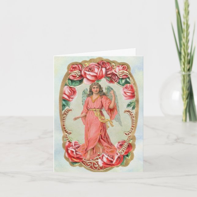 Angel With Roses Birthday Card (Front)