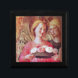 ANGEL WITH ROSES GIFT BOX<br><div class="desc">Italian late medieval masterpiece from Fra Beato Angelico - Detail of the Perugia Triptych 1437 .Italy Tempera and golden foil., Two angels with gold wings holding a rose basket, </div>