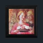 ANGEL WITH ROSES GIFT BOX<br><div class="desc">Italian late medieval masterpiece from Fra Beato Angelico - Detail of the Perugia Triptych 1437 .Italy Tempera and golden foil., Two angels with gold wings holding a rose basket, </div>