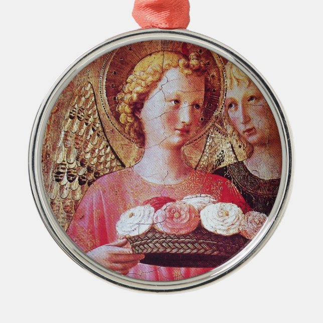 ANGEL WITH ROSES METAL ORNAMENT (Front)