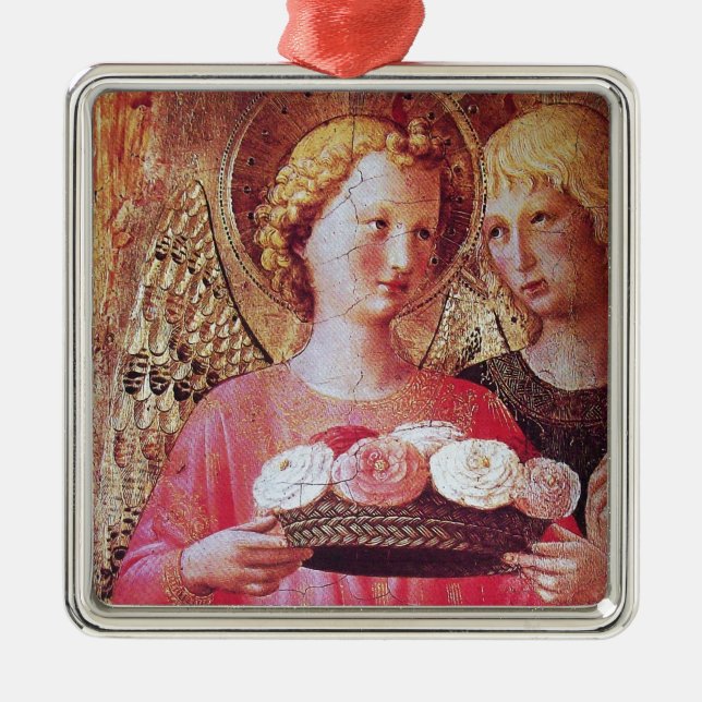 ANGEL WITH ROSES METAL ORNAMENT (Front)