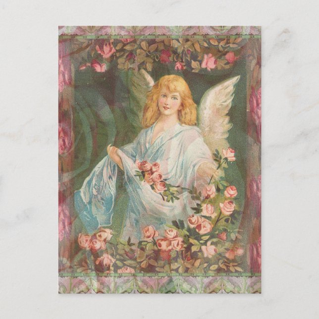 Angel with Roses Postcard (Front)