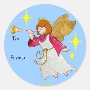 Angel With Trumpet Holiday Gift Tags