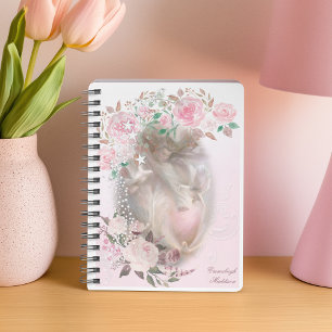 Angel with White Doves Pink Roses Monogrammed Planner